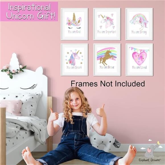 Unicorn/Rainbow Room Decor For Girls Bedroom (6) 8x10 Unframed Photos for Kids - Picture 5 of 7